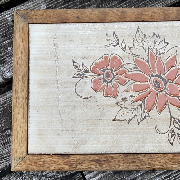 Vintage boho ceramic tile trivet - Picture 10 of 11